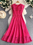 Lace Sleeveless A-line Dress (3)