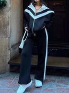 Block Zip-up Outerwear Pants Set (3)