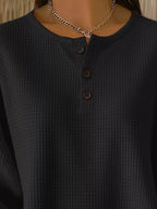 Full Size Casual Waffle Knit Button Detail Pullover Plus (11)