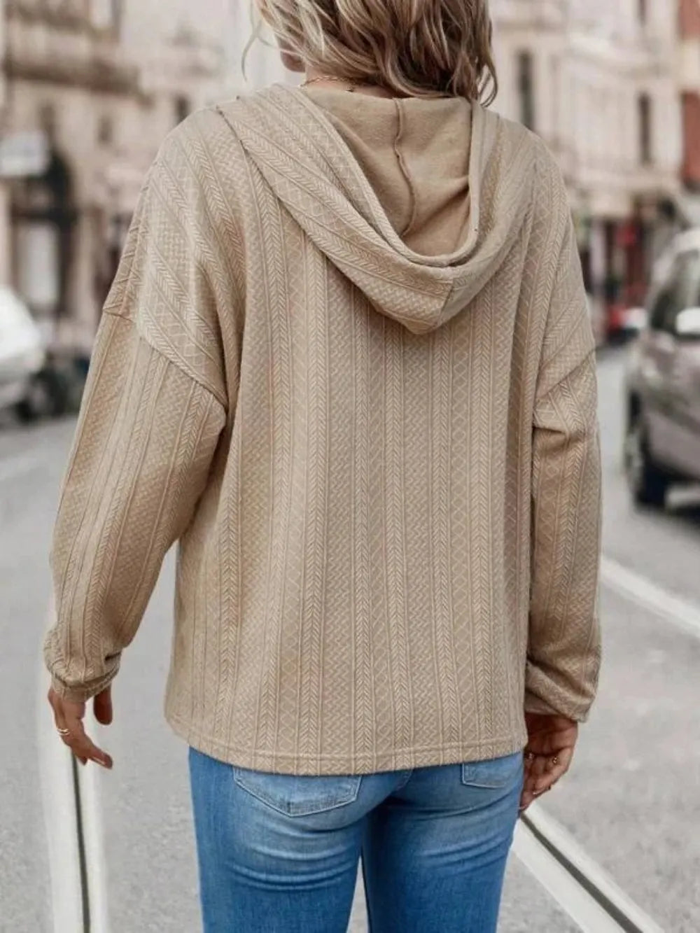 Drawstring Dropped Shoulder Long Sleeve Hoodie (2)