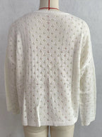 Pointelle Button-front Round Neck Knit Top (7)