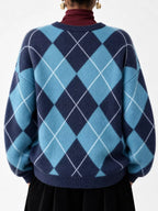 Argyle Pattern Fuzzy Knit Sweater (28)