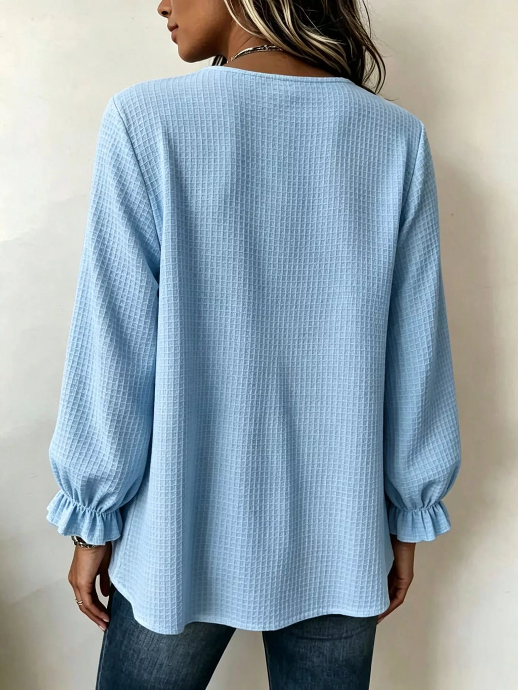 Waffle Knit Long Sleeve Top (13)