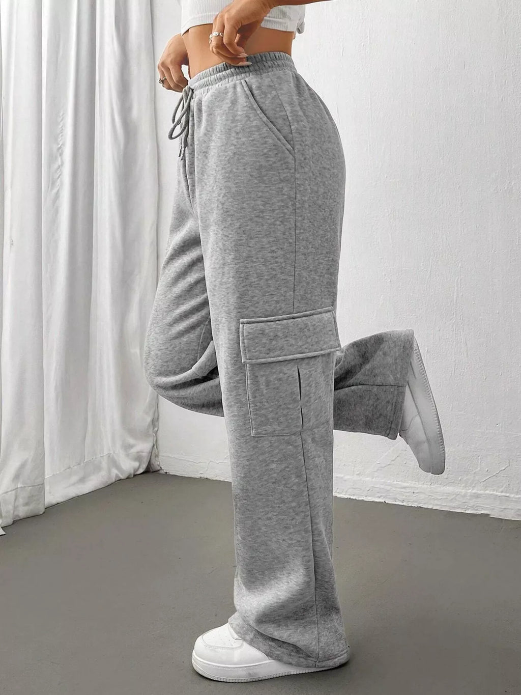 Relaxed Fit Pants Drawstring Waist (8)