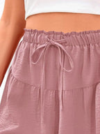 Full Size Casual Drawstring High Waist Relaxed Shorts Plus (18)