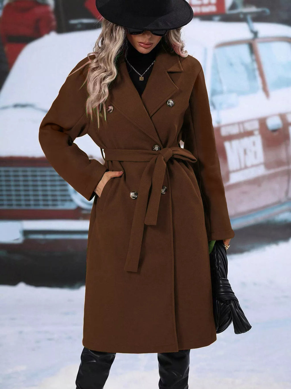 Double-breasted Lapel Collar Overcoat (20)