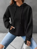 Waffle Knit Hoodie Drawstring Details (9)