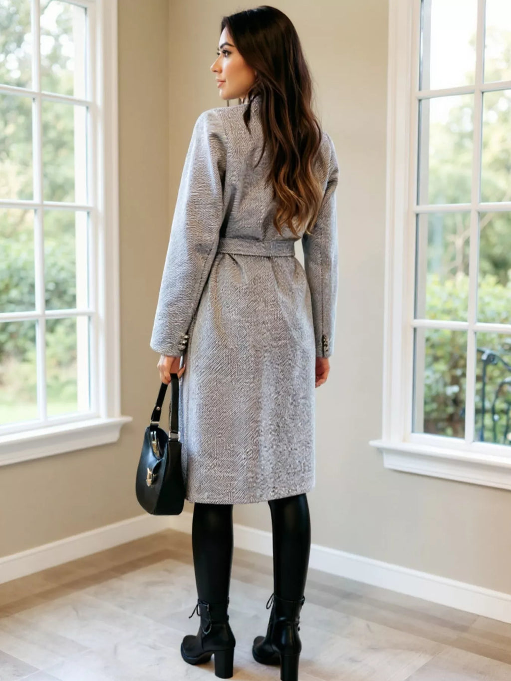 Double-breasted Tie Waist Overcoat (3)