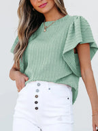 Round Neck Ruffle Sleeve Top (5)