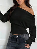 One Shoulder Cropped Sweater (7)