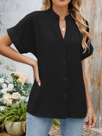 Notched Short Sleeve Blouse (23)