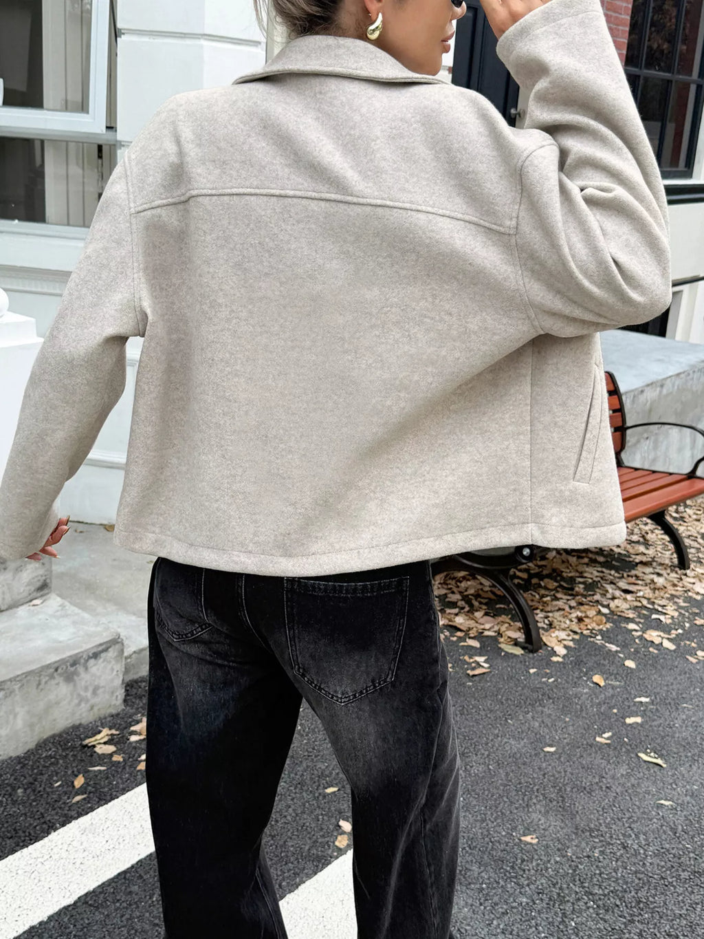 Zip-up Dropped Shoulder Jacket (4)