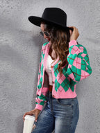 Geometric Button Up Long Sleeve Cardigan (8)