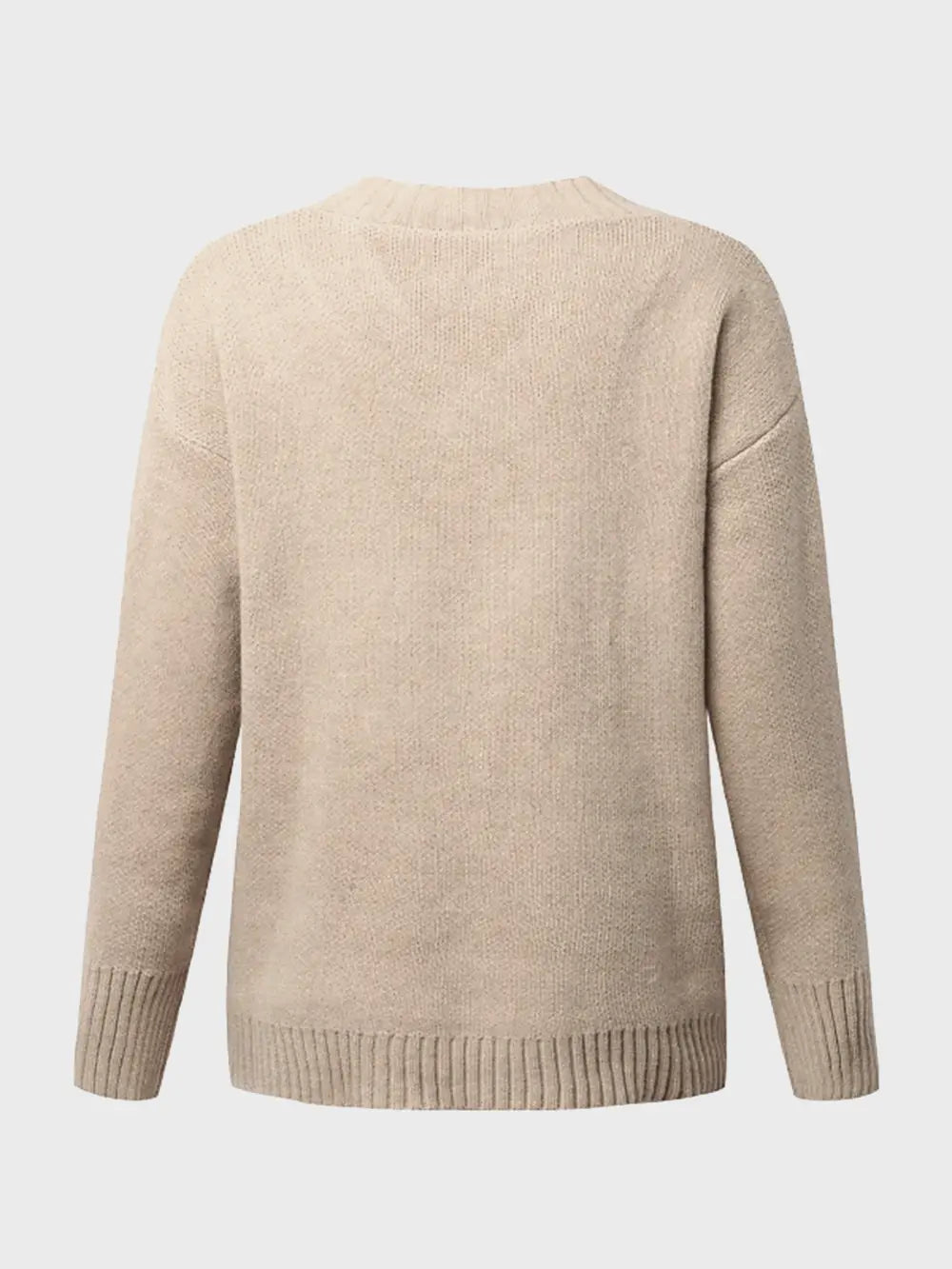 V-neck Long Sleeve Knit Top (10)