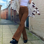 Brown High Waist Stretch Bootcut Jeans Casual Pants photo 2