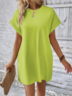 Round Neck Short Sleeve Mini Dress (13)