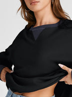 Waffle Knit Round Neck Long Sleeve T-shirt (22)
