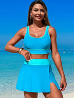 Scoop Neck Top Skort Swim Set (27)