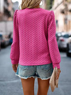 Texture Round Neck Long Sleeve Sweatshirt (3)