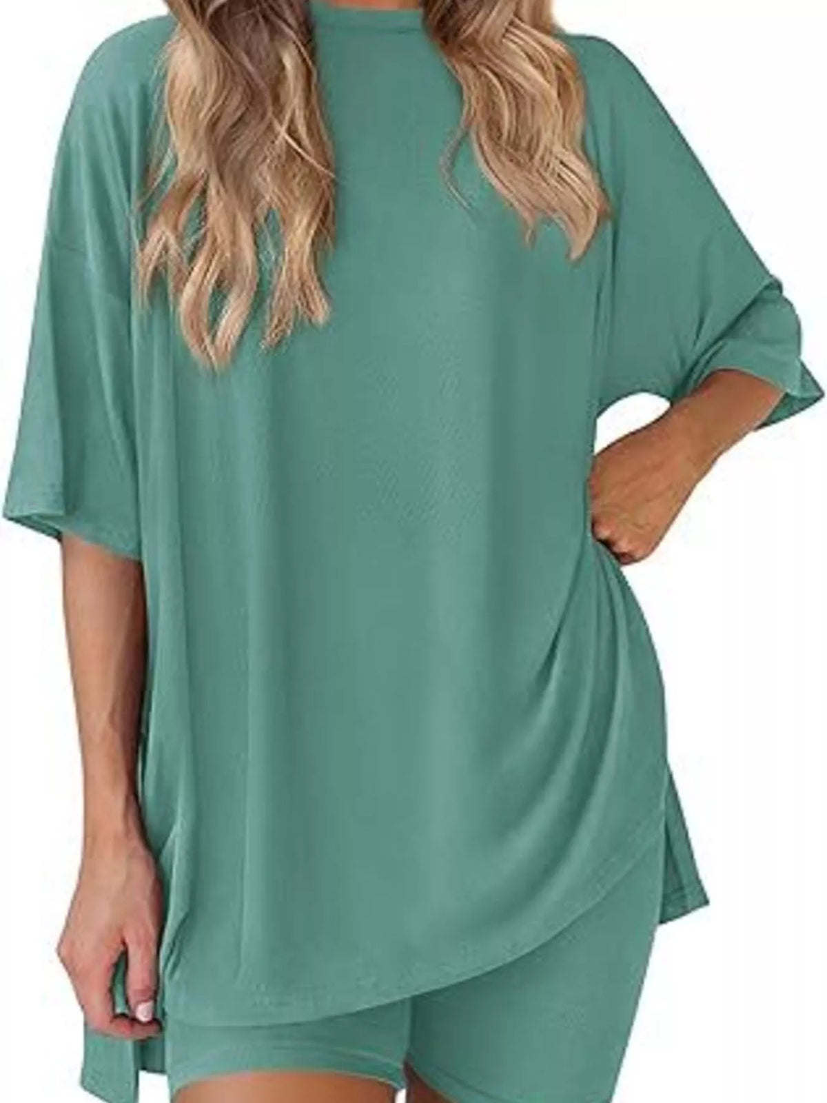 Full Size Half Sleeve T-shirt Shorts Set Plus (19)