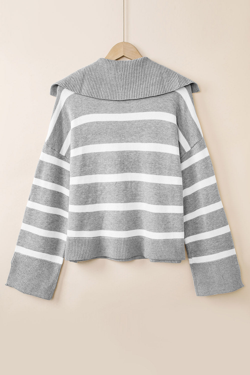 Striped Collared Neck Slit Sweater (9)