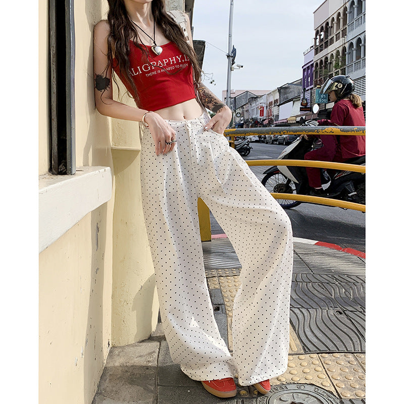 White Polka Dot Pleated Trousers photo 2
