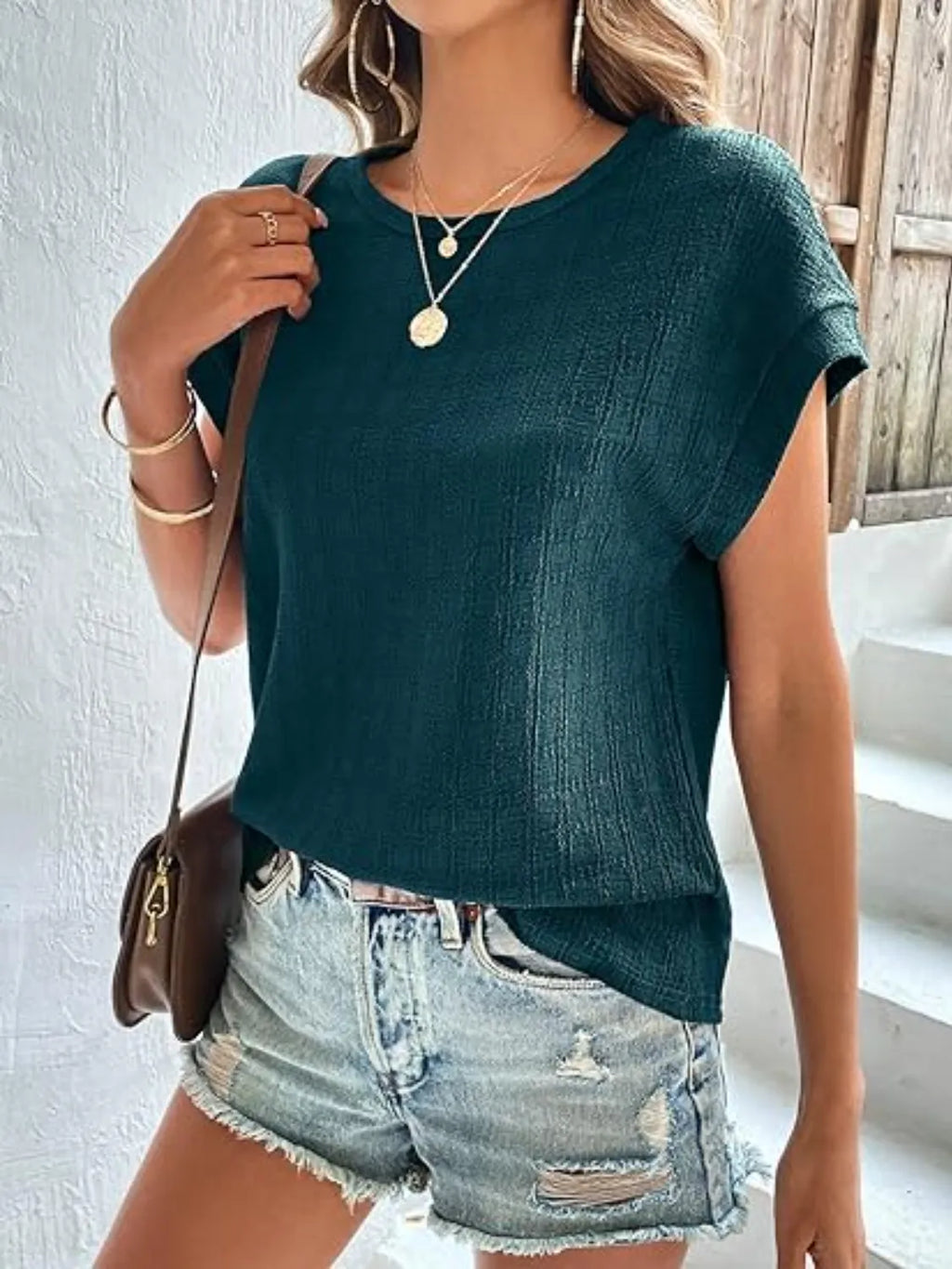 Round Neck Cap Sleeve T-shirt (5)
