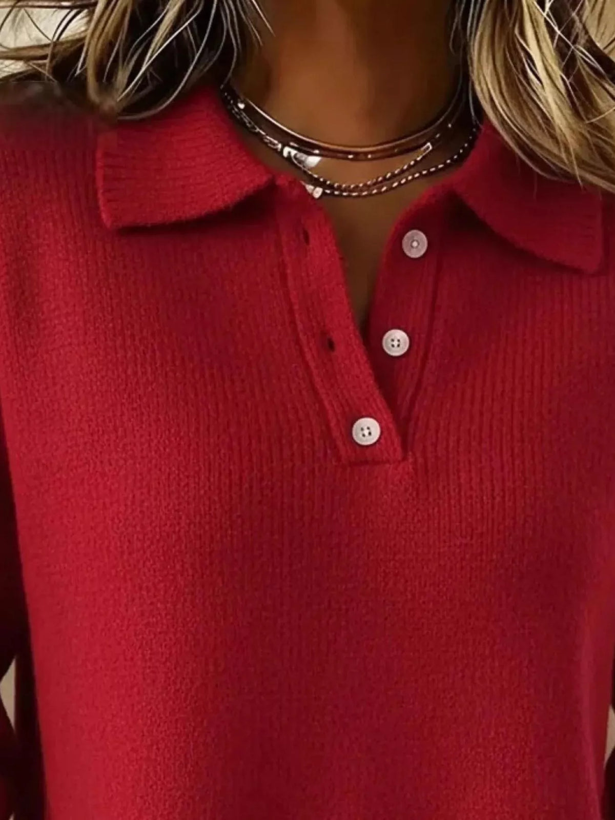Full Size Button Detail Dropped Shoulder Sweater Plus (14)