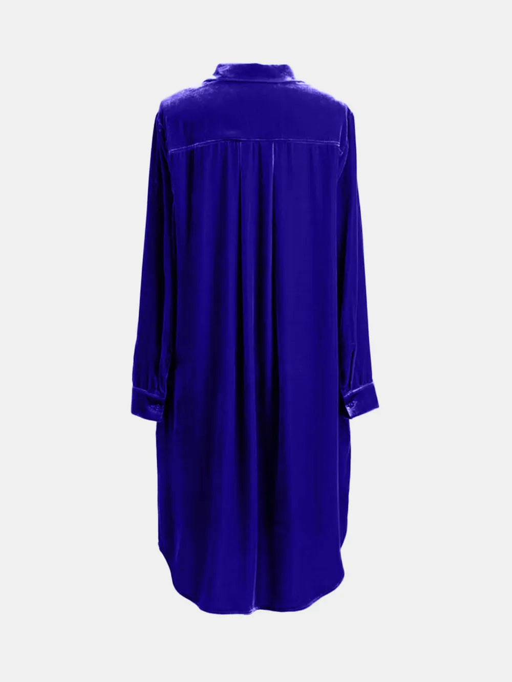 High-low Button Up Long Sleeve Knee Length Dress (8)