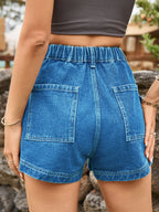High Waist Denim Shorts Pockets (17)