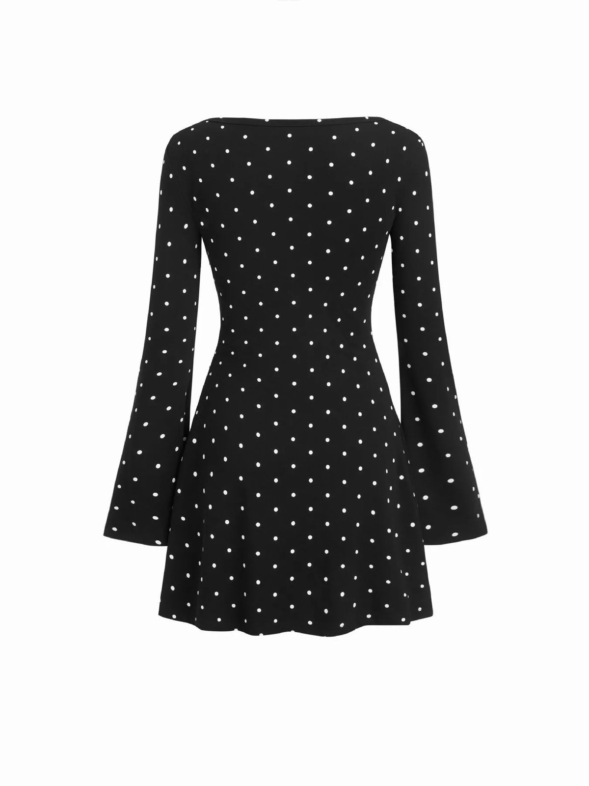 Polka Dot Flare Sleeve Mini Dress (7)