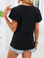 V-neck Flutter Sleeve T-shirt (4)
