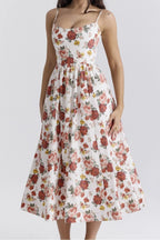 Floral Print Spaghetti Strap Midi Dress (4)