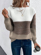 Block Drop Shoulder Long Sleeve Sweater (7)