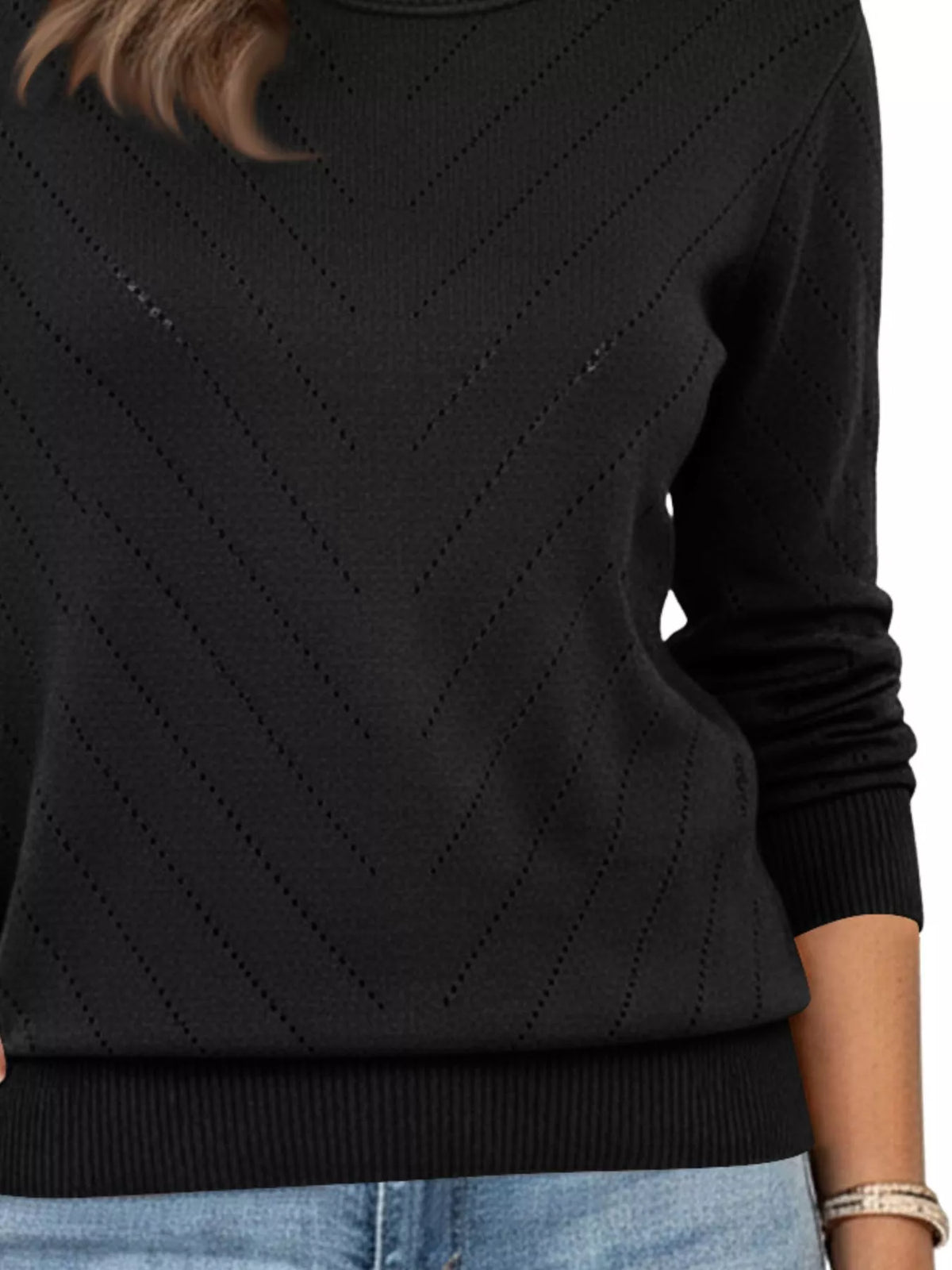 Openwork Round Neck Sweater (12)
