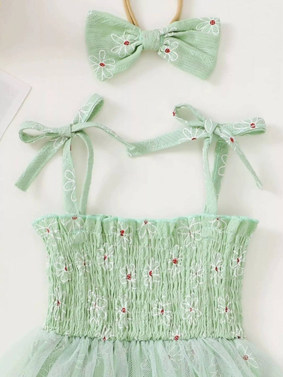 Children's Smocked Bodice Tulle Dress Headband (5)
