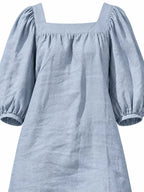 Square Neck Puff Sleeve Mini Dress (38)