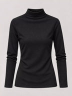 Full Size Slim-fit Mock Neck Long Sleeve Basic T-shirt Plus (14)