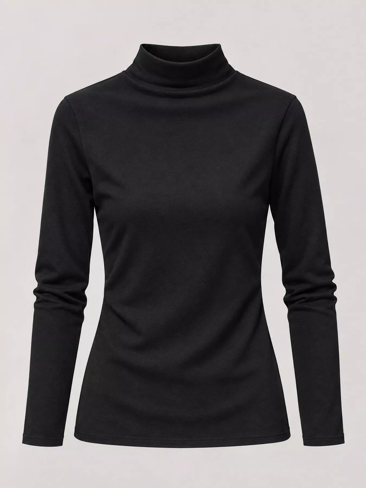 Full Size Slim-fit Mock Neck Long Sleeve Basic T-shirt Plus (14)