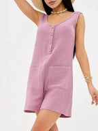 Casual Button-down Sleeveless Romper (7)