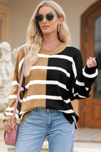 Striped Round Neck Long Sleeve Knit Top (11)