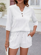 Textured Notched Top Drawstring Shorts Set (6)
