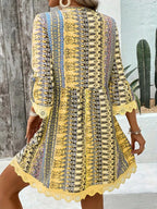 Printed V-neck A-line Dress (2)