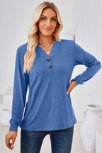 Notched Button Detail Long Sleeve T-shirt (6)