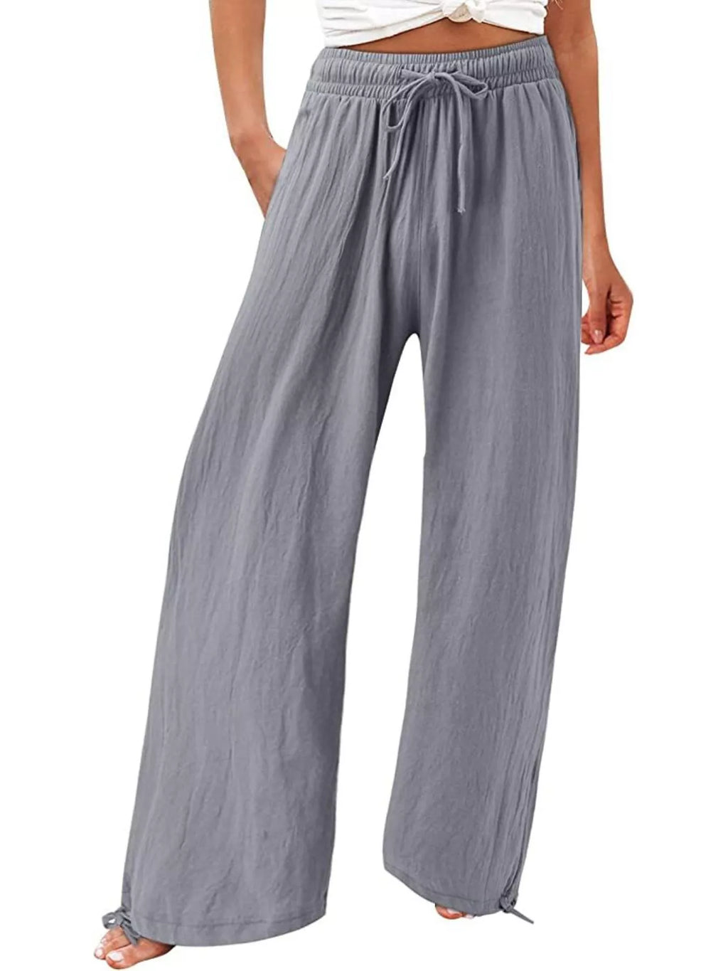 Full Size Wide Leg Pants Drawstring Waist Plus (8)