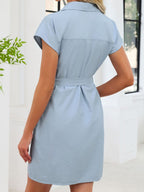 Button Front Short Sleeve Dress (4)