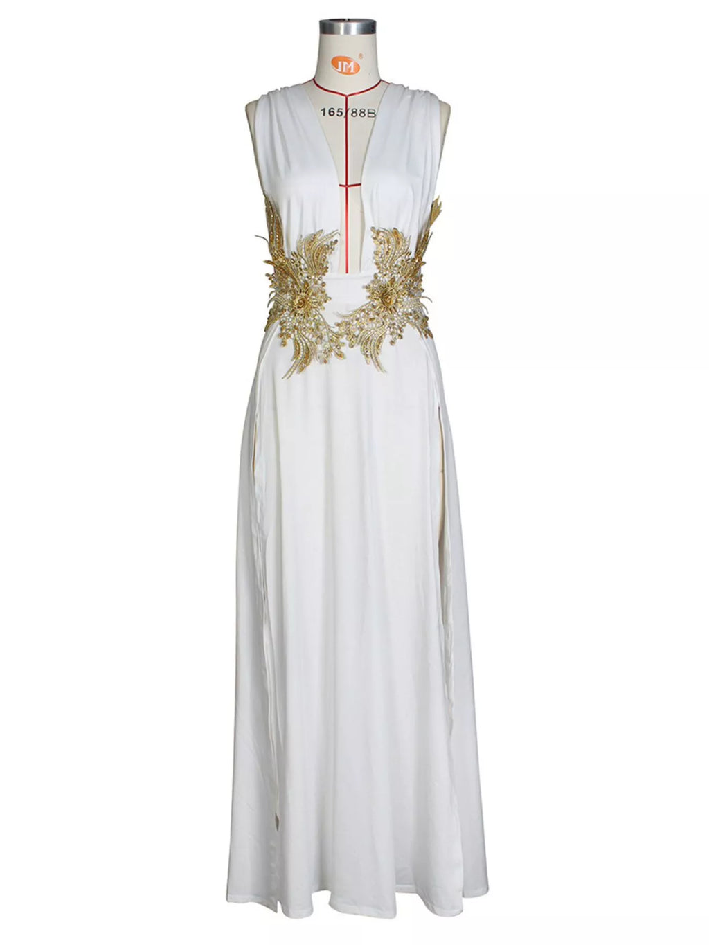 Deep V-neck High Slit Maxi Dress (15)