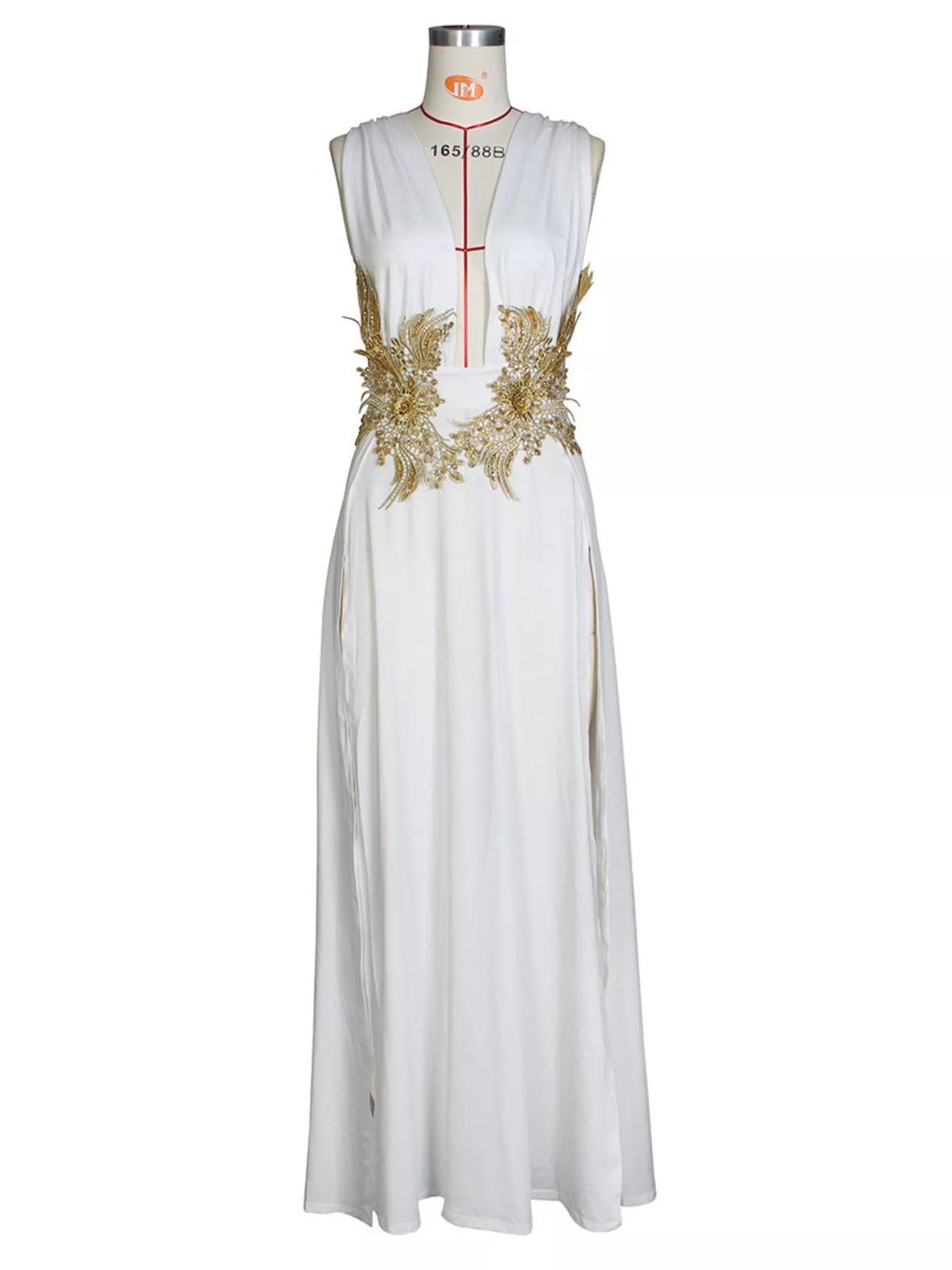 Deep V-neck High Slit Maxi Dress (15)