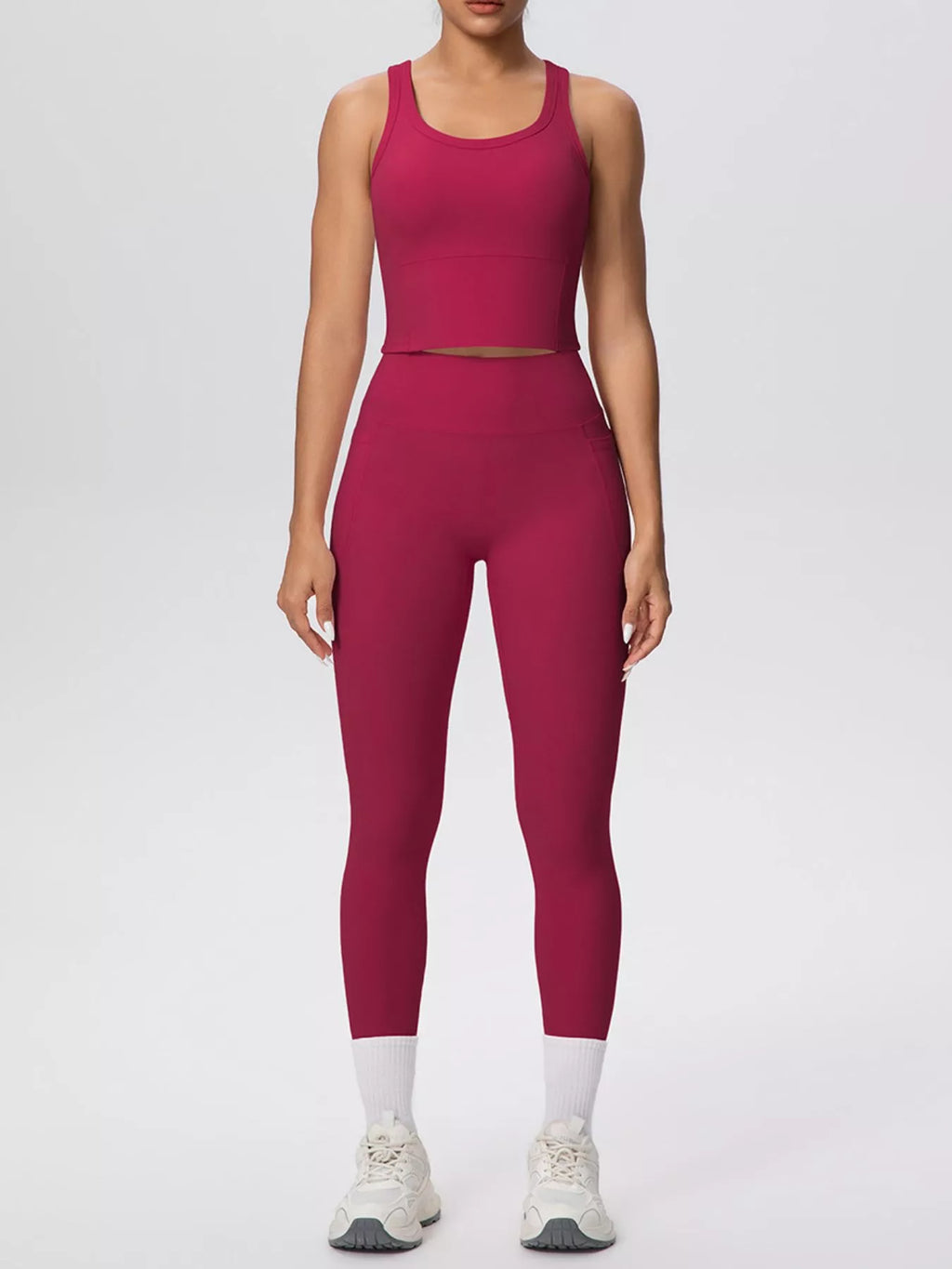 Scoop Neck Tank High-waisted Leggings Active Set (32)