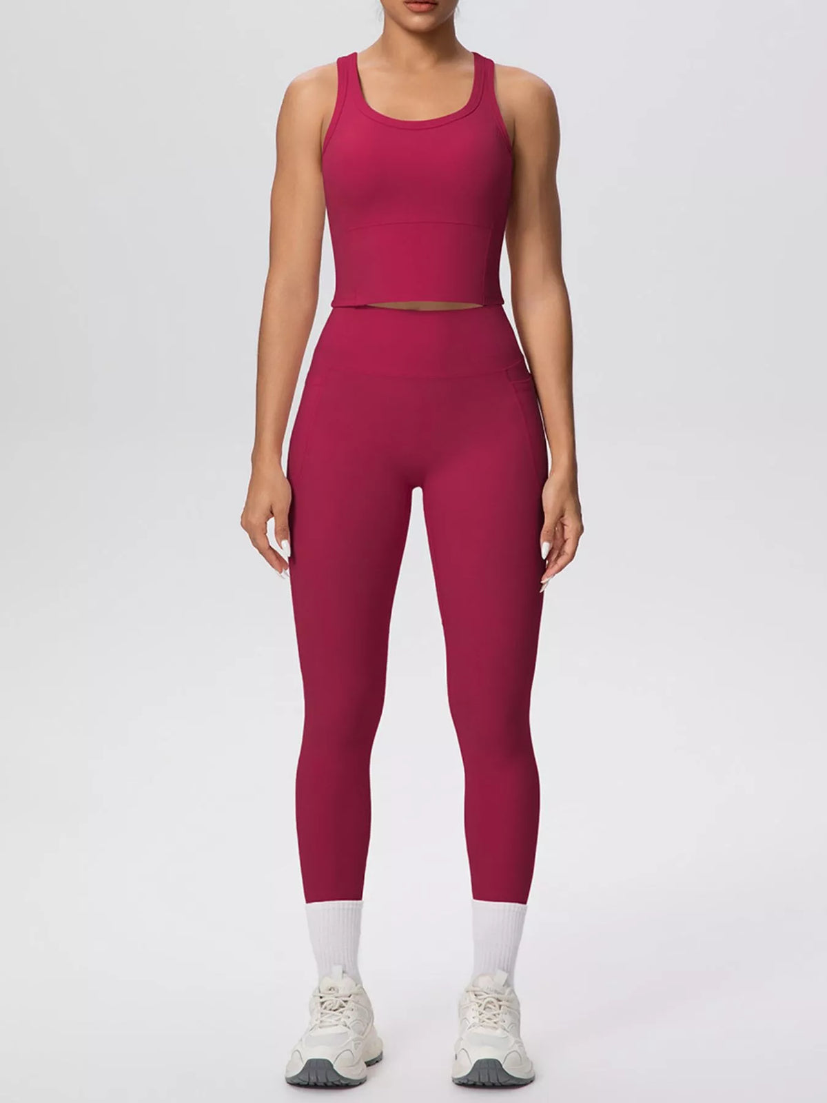 Scoop Neck Tank High-waisted Leggings Active Set (32)